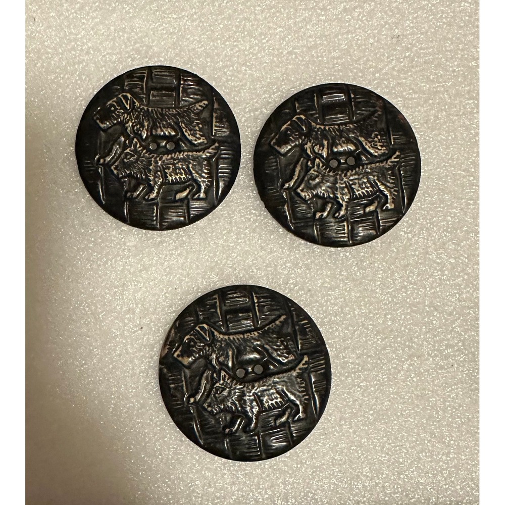 3 Vintage Celluloid Scotty Dogs Buttons
